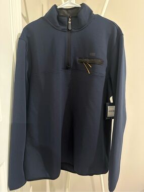 Chaps Navy Half-Zip Performance Pullover with Yellow Accent